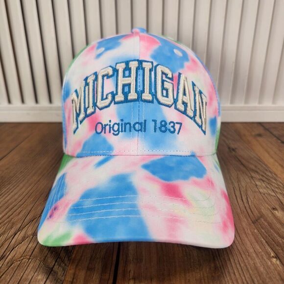 Robin Ruth Michigan Bubble Gum Tie Dye Hat Cap Blue Pink Colorful Pastels Design - Picture 2 of 10